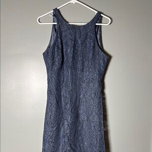 White House Black Market Blue Sleeveless Halter Sheath Dress Knee-Length